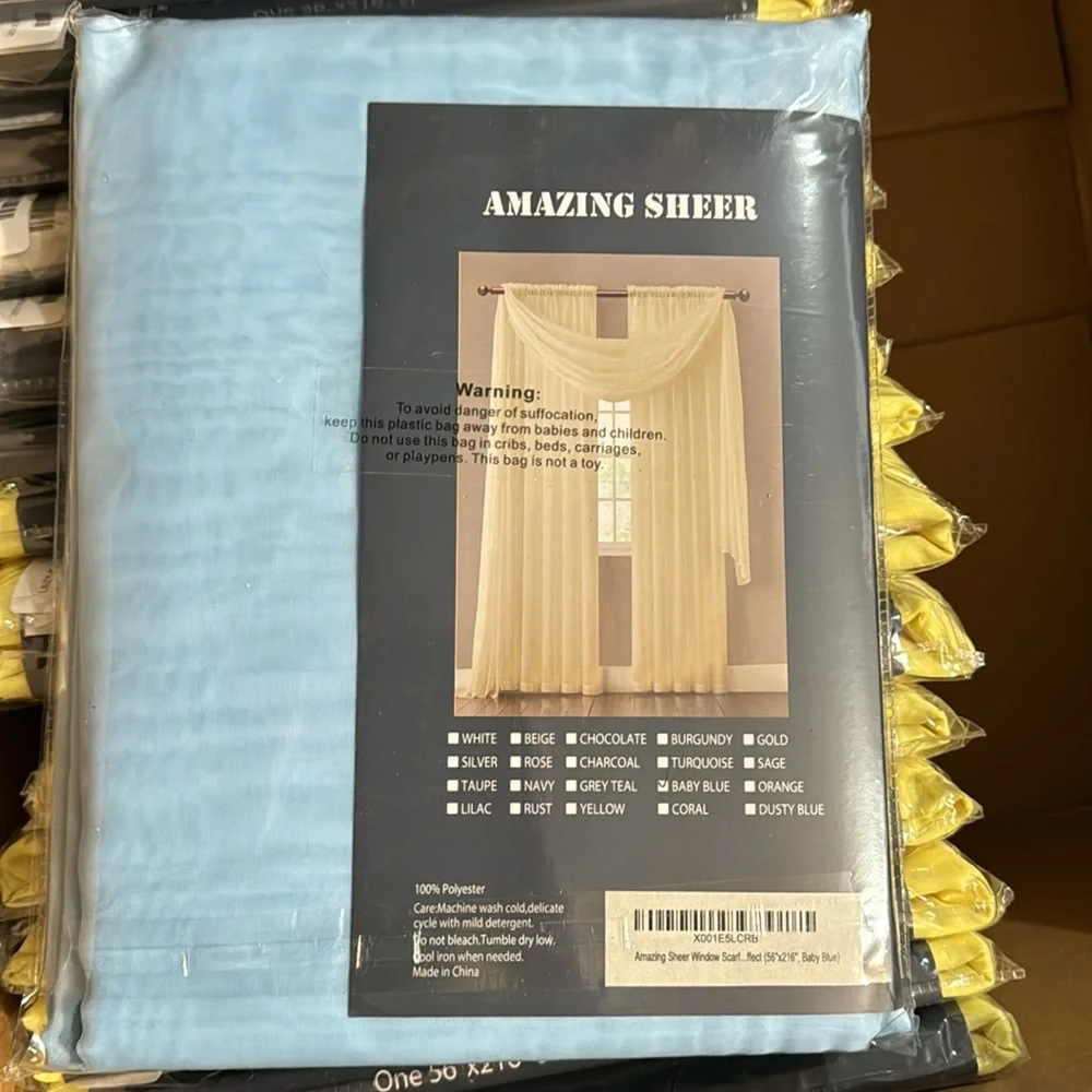 Amazing Sheer Baby blue Scarf window